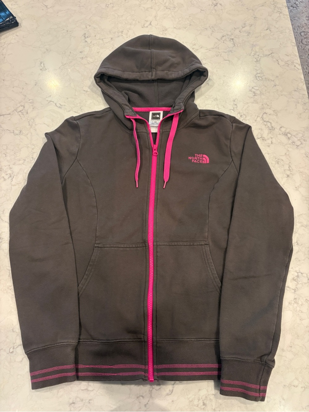 Vintage The North Face Brown & Pink Zip-Up Hoodie Medium